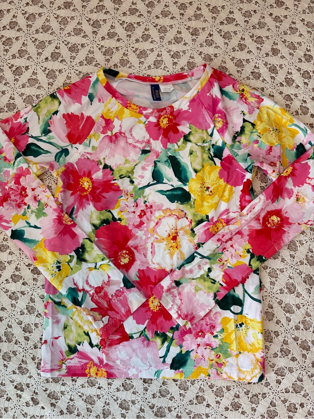 Polo Ralph Lauren Girl’s Floral Long Sleeve Rash Guard Size Large (12-14)